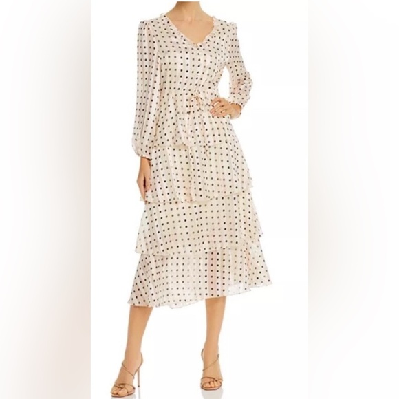 NWT O.P.T. Polka Dot Tiered midi Dress size S - Picture 3 of 10